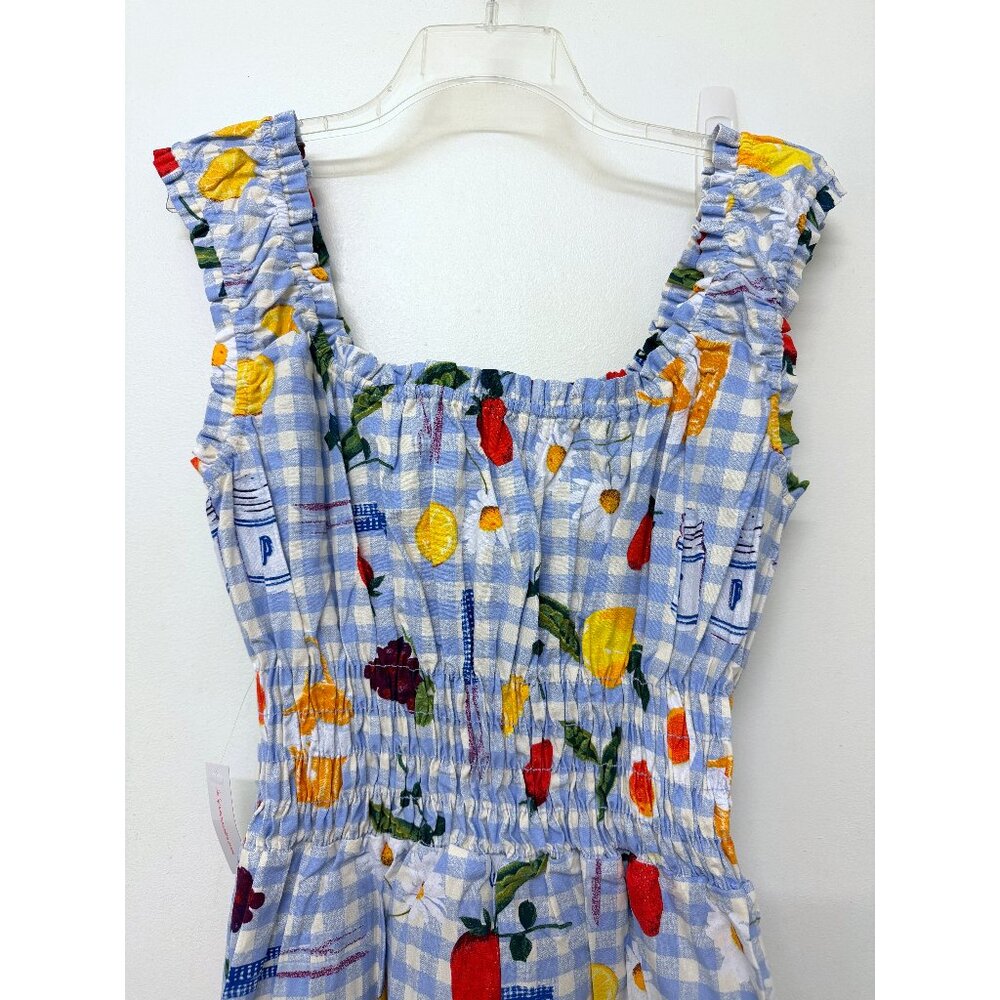 NWT Lisa Says Gah Annie Picnic Alfresco Print Maxi Dress Blue Gingham Food 2XL - Picture 10 of 11